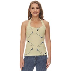 Fishing Rods Pattern Brown Basic Halter Top by TetiBright