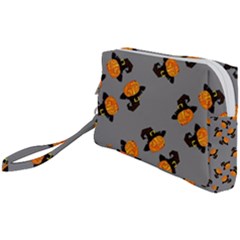 Pumpkin Heads With Hat Gray Wristlet Pouch Bag (small) by TetiBright