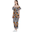 Pumpkin Heads With Hat Gray Off Shoulder Ruffle Top Jumpsuit View2