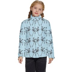 Jogging Lady On Blue Kids  Puffer Bubble Jacket Coat by TetiBright