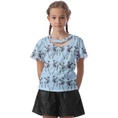 Jogging Lady On Blue Kids  Front Cut Tee by TetiBright