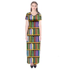 Books On A Shelf Short Sleeve Maxi Dress by TetiBright