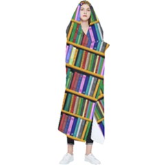 Books On A Shelf Wearable Blanket by TetiBright