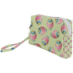 Colorful Easter Eggs Pattern Green Wristlet Pouch Bag (small) by TetiBright