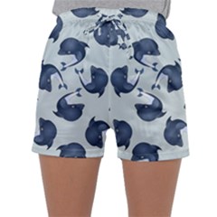 Blue Dolphins Pattern Sleepwear Shorts by TetiBright