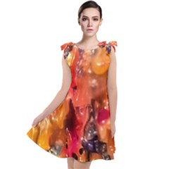 Multicolored Melted Wax Texture Tie Up Tunic Dress by dflcprintsclothing