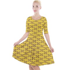 Pattern Quarter Sleeve A-line Dress by Sparkle