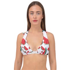 Watermelon Seamless Pattern Double Strap Halter Bikini Top by Jancukart