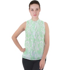 Clean Ornament Tribal Flowers  Mock Neck Chiffon Sleeveless Top by ConteMonfrey