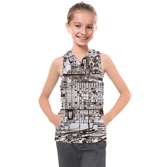 Antique Oriental Town Map  Kids  Sleeveless Hoodie by ConteMonfrey