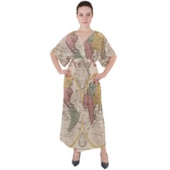 Mapa Mundi 1775 V-neck Boho Style Maxi Dress by ConteMonfrey