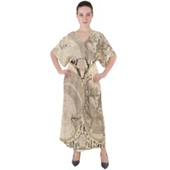 Mapa Mundi - 1774 V-neck Boho Style Maxi Dress by ConteMonfrey