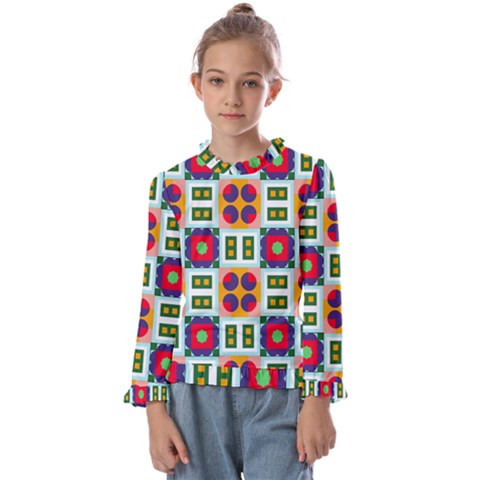 Shapes In Shapes 2                                    Kids  Frill Detail Tee by LalyLauraFLM