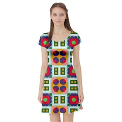 Shapes In Shapes 2                                                                 Short Sleeve Skater Dress by LalyLauraFLM