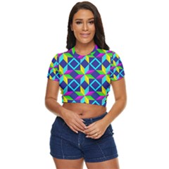 Colorful Stars Pattern                          Side Button Cropped Tee by LalyLauraFLM