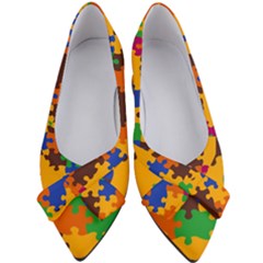 Retro Colors Puzzle Pieces                                                                    Women s Bow Heels by LalyLauraFLM