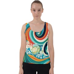 Wave Waves Ocean Sea Abstract Whimsical Velvet Tank Top by Jancukart