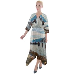 Ducks On Gardasee Quarter Sleeve Wrap Front Maxi Dress by ConteMonfrey