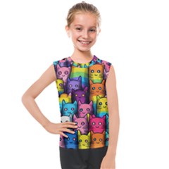 Cats Cat Cute Animal Rainbow Pattern Colorful Kids  Mesh Tank Top by Jancukart