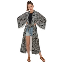 Weird Monster Reptile Drawing Motif Pattern Maxi Kimono by dflcprintsclothing