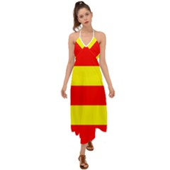 Aust Agder Flag Halter Tie Back Dress  by tony4urban