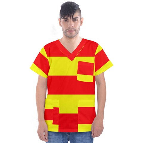 Aust Agder Flag Men s V-neck Scrub Top by tony4urban