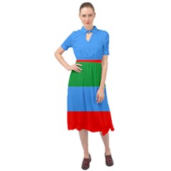 Dagestan Flag Keyhole Neckline Chiffon Dress by tony4urban