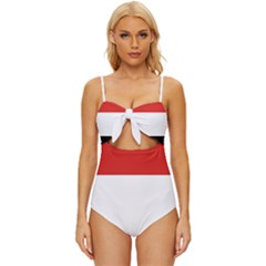 Kujawsko-pomorskie Flag Knot Front One-piece Swimsuit by tony4urban