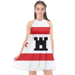 Drenthe Flag Halter Neckline Chiffon Dress  by tony4urban