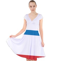 Crimea Flag Cap Sleeve Front Wrap Midi Dress by tony4urban