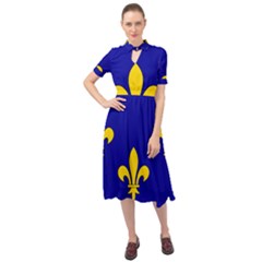 Ile De France Flag Keyhole Neckline Chiffon Dress by tony4urban