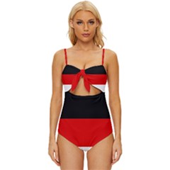 Berlin Old Flag Knot Front One-piece Swimsuit by tony4urban