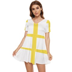 Nord Trondelag Tiered Short Sleeve Babydoll Dress by tony4urban