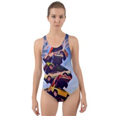 Berwyn Car Kebob Cut-out Back One Piece Swimsuit by StarvingArtisan