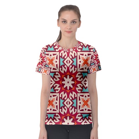 Geometric Pattern Seamless Abstract Women s Sport Mesh Tee by danenraven