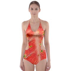 Aglonema Leaf Plant Pattern Flora Cut-out One Piece Swimsuit by danenraven