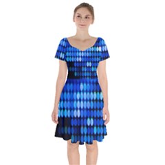 Pattern Blue Logo Short Sleeve Bardot Dress by artworkshop