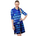 Pattern Blue Logo Long Sleeve Mini Shirt Dress View1