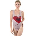 Valentine Day Heart Love Logo High Leg Strappy Swimsuit View1