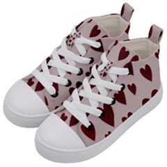 Valentine Day Heart Love Pattern Kids  Mid-top Canvas Sneakers by artworkshop