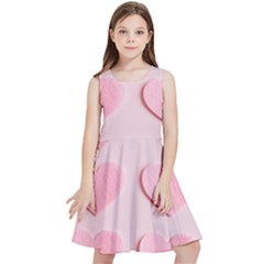 Valentine Day Heart Pattern Pink Kids  Skater Dress by artworkshop