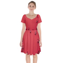 Valentine Day Logo Heart Ribbon Short Sleeve Bardot Dress by artworkshop