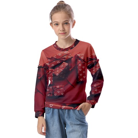 Valentines Gift Kids  Long Sleeve Tee With Frill  by artworkshop