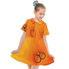 Wallpaper Liquid Bubbles Macro Orange Bright Kids  Short Sleeve Shirt Dress by artworkshop