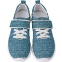 White And Blue Brick Wall Men s Velcro Strap Shoes View1