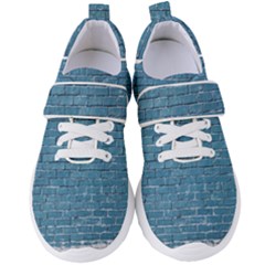 White And Blue Brick Wall Women s Velcro Strap Shoes by artworkshop