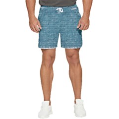 White And Blue Brick Wall Men s Runner Shorts by artworkshop