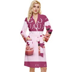 Hello February Text And Cupcakes Long Sleeve Velour Robe by artworkshop