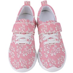 Texture With White Flowers Women s Velcro Strap Shoes by artworkshop