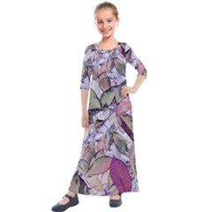 Leaves  Kids  Quarter Sleeve Maxi Dress by DinkovaArt